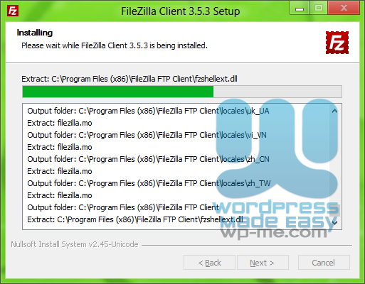 filezilla install stopped working