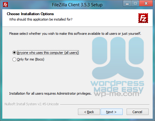 FileZilla Installer - Me or everyone