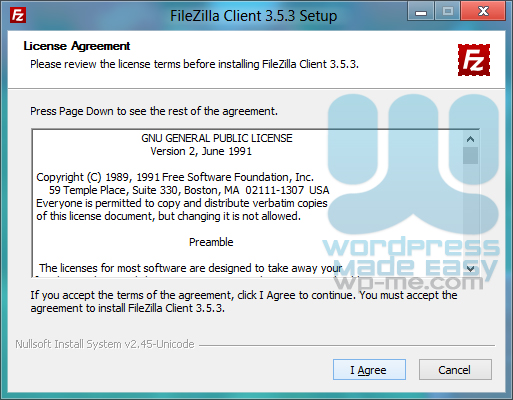 FileZilla Installer license