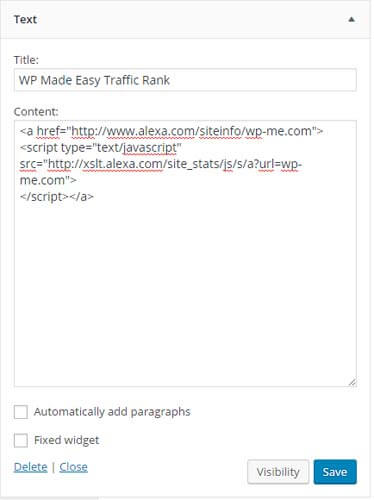 Add Alexa Traffic Rank to WordPress Widget
