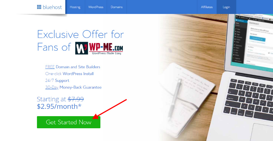 Start a blog - Bluehost offer for WP-ME.com visitors