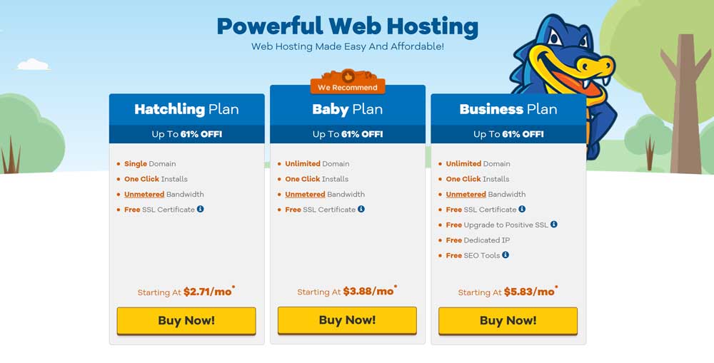 HostGator offer page